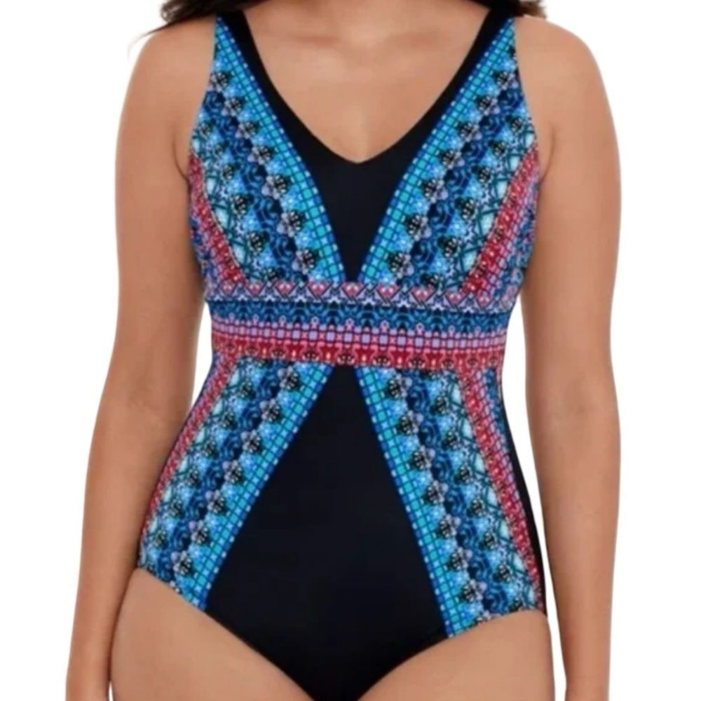 Miracle Brands Embrace Your Curves Georgia One Piece Swimsuit Size Small